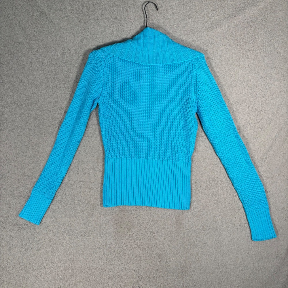 NWT Daisy Fuentes Cardigan Size M Blue Mixed Knit Button Front Sweater Top - Picture 2 of 11